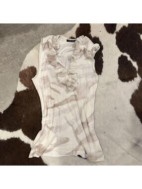 Marc Aurel Women's Sleeveless Ruffle Collar Top